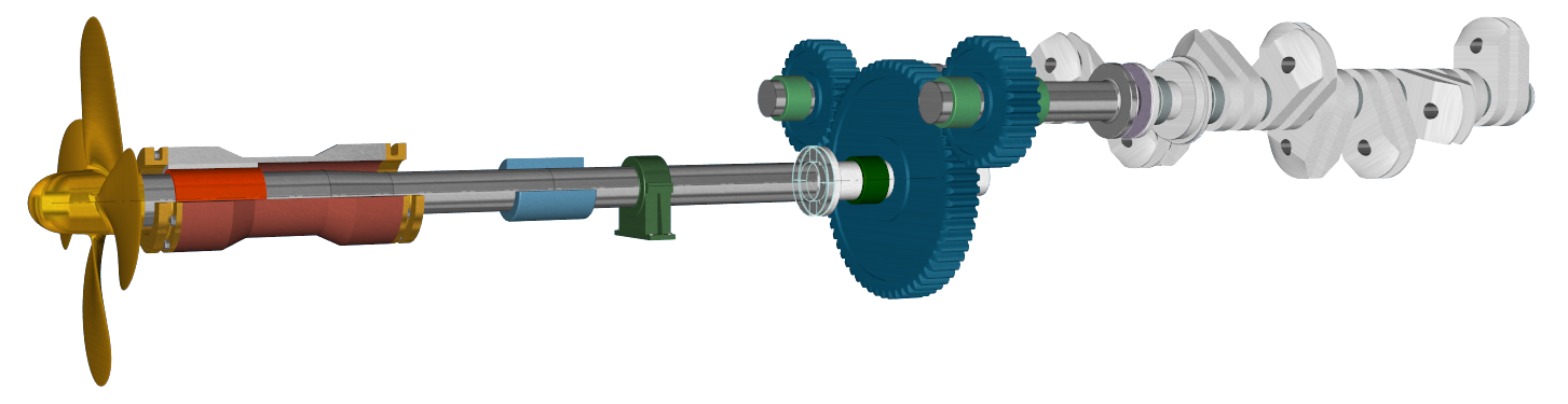 The Modeler module of ShaftDesigner builds the model for propulsion shaft alignment, torsional vibration analysis, axial vibration analysis and whirling vibration analysis